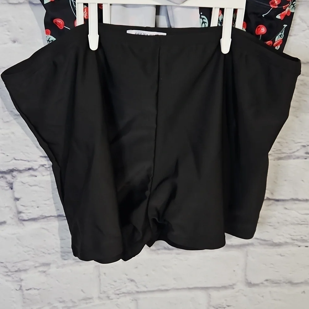 Cherry tankini swimsuit with boy short bottoms